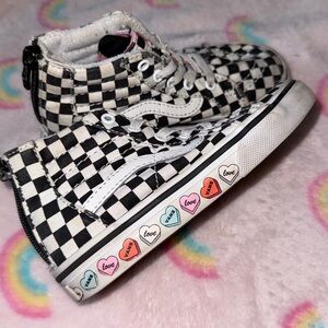 Checkered High-Top Vans Sneakers with Heart Details